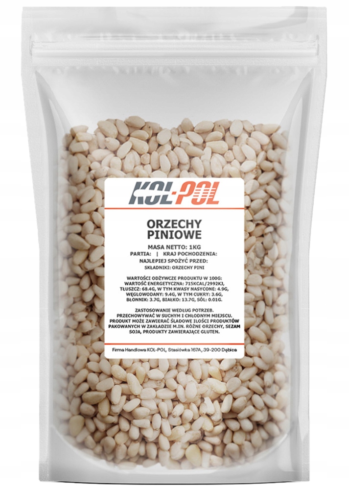Orzechy piniowe 1kg Orzeszki pini naturalne Kol-Pol