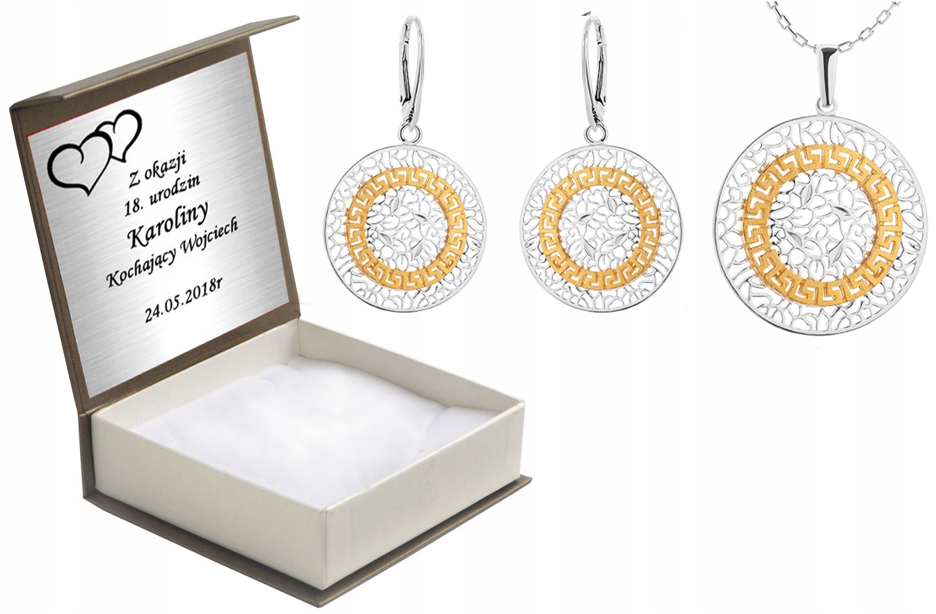 

Komplet Biżuterii Kółka Z Pozłacanym Greckim Wzore