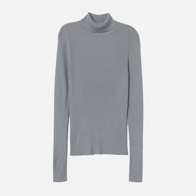 

H&m Sweter golf z dzianiny w prążki szary 40 L