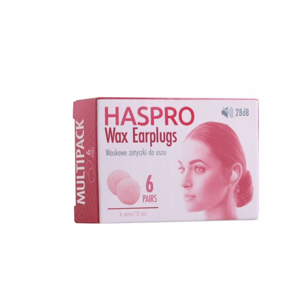 Haspro Wax Woskowe Zatyczki do Uszu Stopery Idealne dopasowanie 6 par Marka Haspro