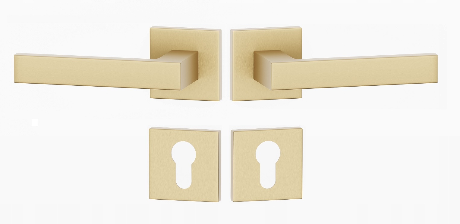 Klika na dveře komplet rozety vložka Ergo II čtverec zlatá matná II třída