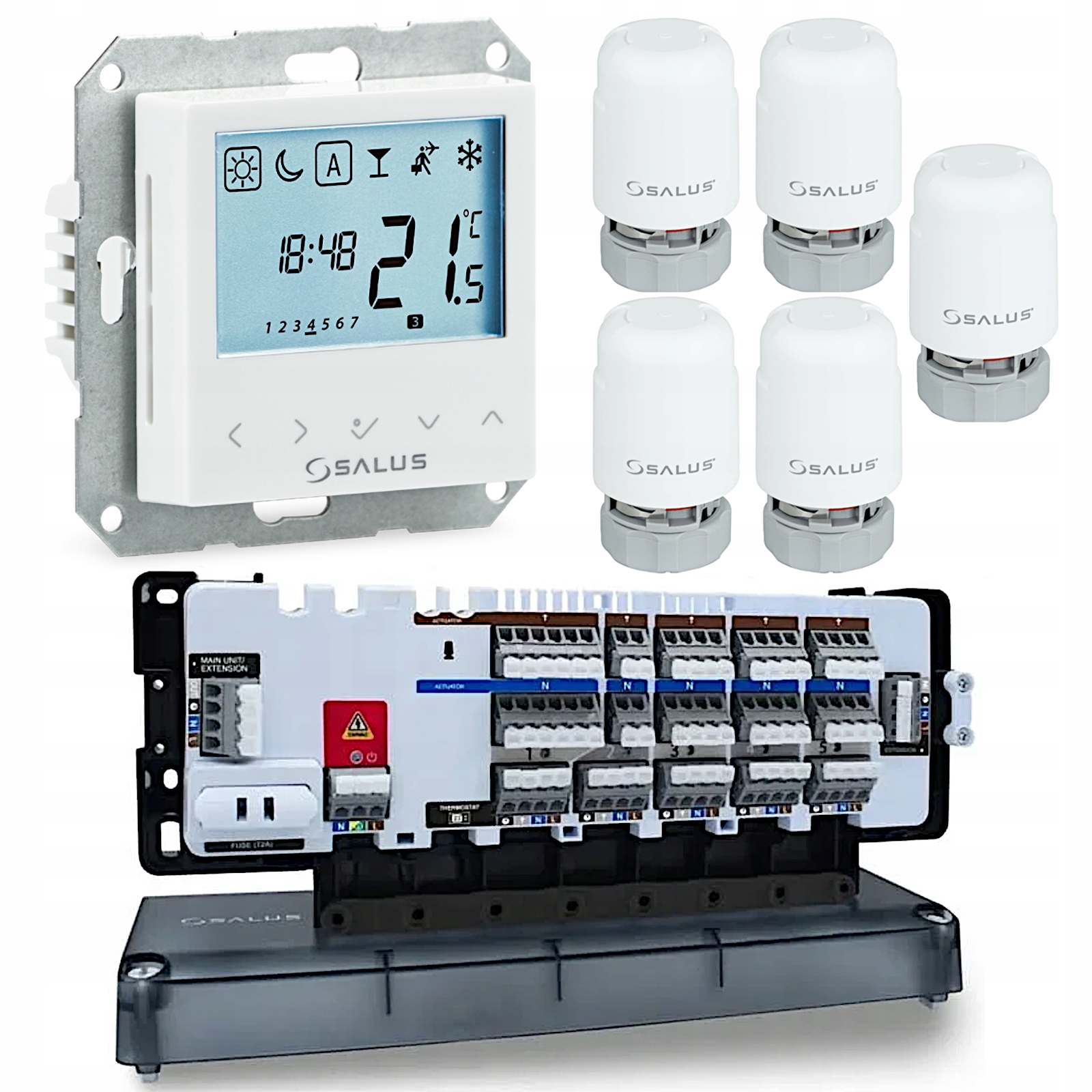 Zestaw Ogrzewania Podłogowego Salus Listwa Regulator BTRP230 Siłownik T30NC