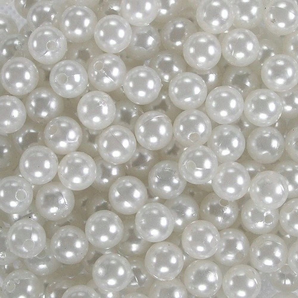 Akrylové korále Perlové 8 mm 0,5 kg Bílé