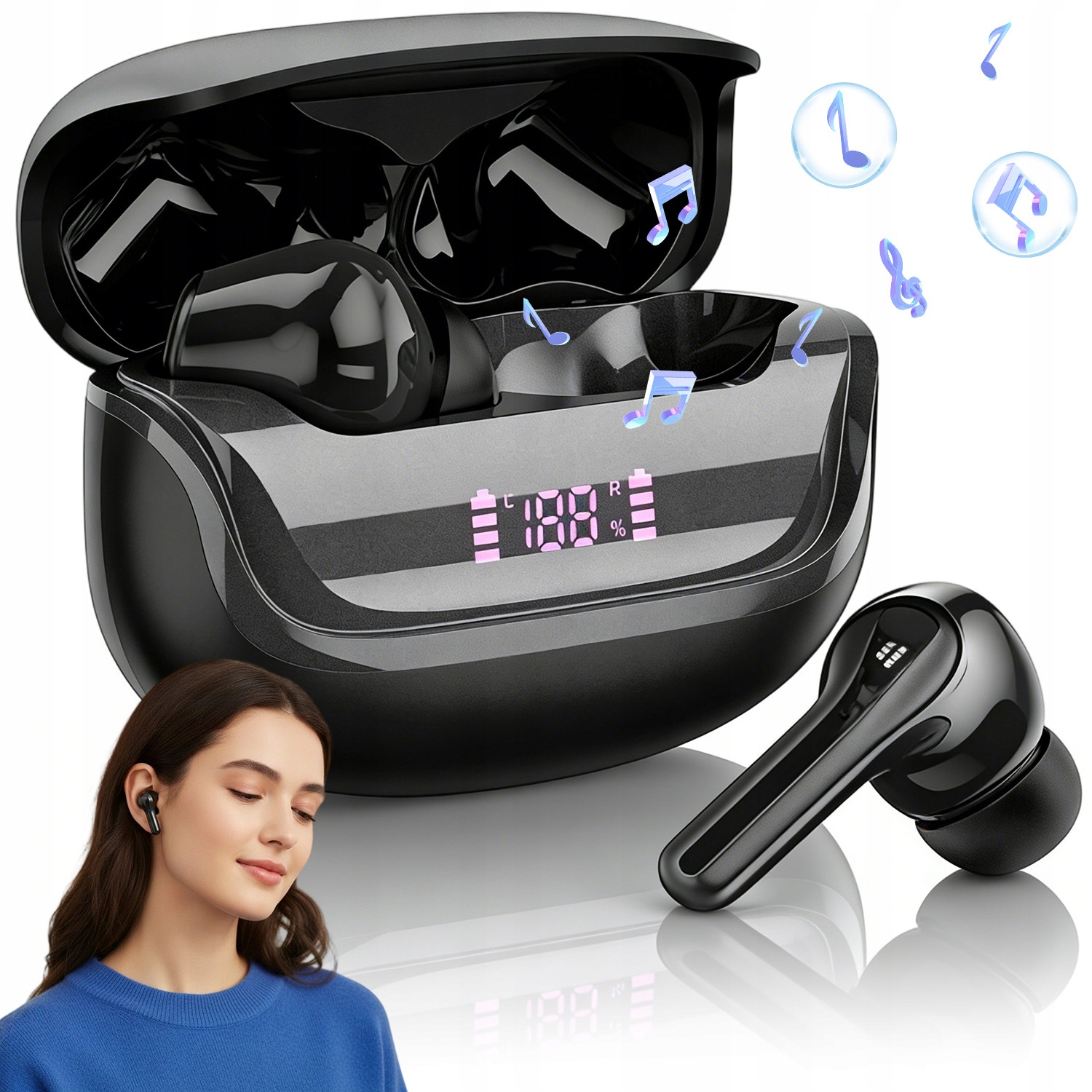 Sluchátka Bluetooth 5.4 Kanálová Hi-fi Enc Dotyková Gesta