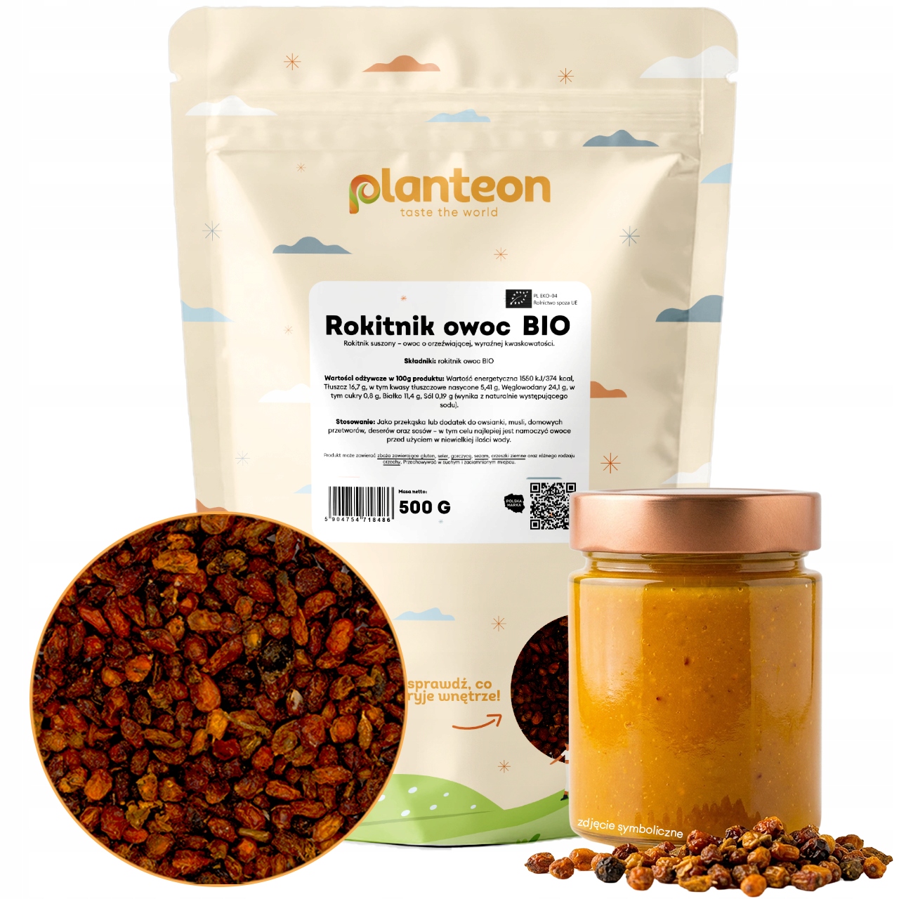 Rakytník Bio ovoce 500 g na nálev sušené plody rakytníku bez chemie