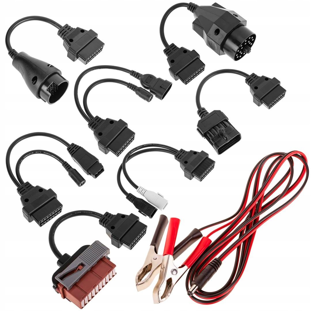 Zestaw Adapterów 8 Obd OBD2 Kable Adaptery Do Multiecuscan Osobowe Fiat Bmw