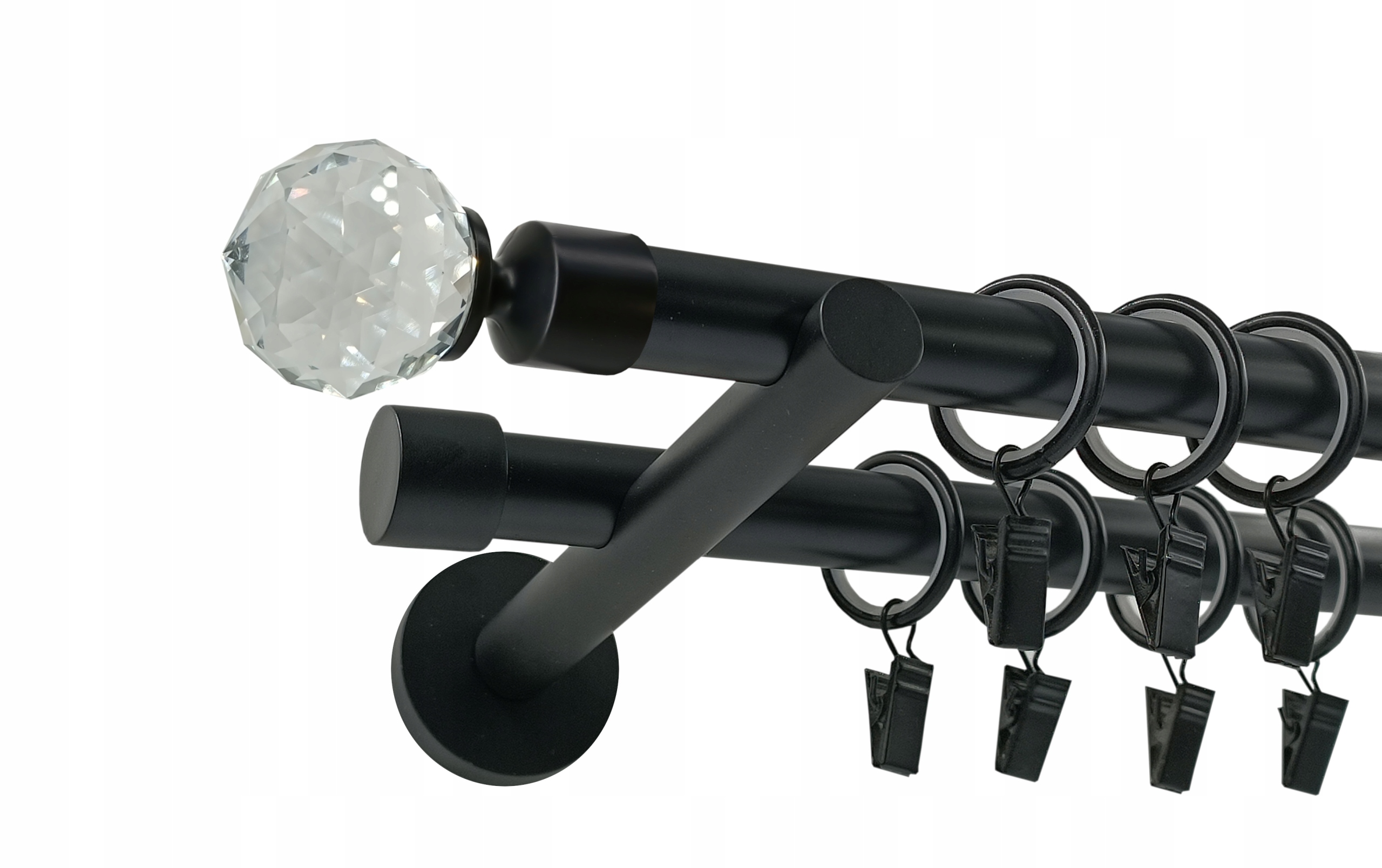 Garnýž Dvojitá 19+19 mm Černý Mat 140 Cm Crystal