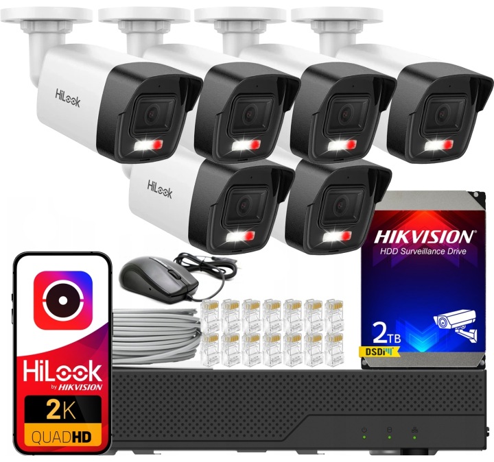 Zestaw do Monitoringu Ip 6 Kamer 4MPx PoE Zewnętrzny HiLook by Hikvision