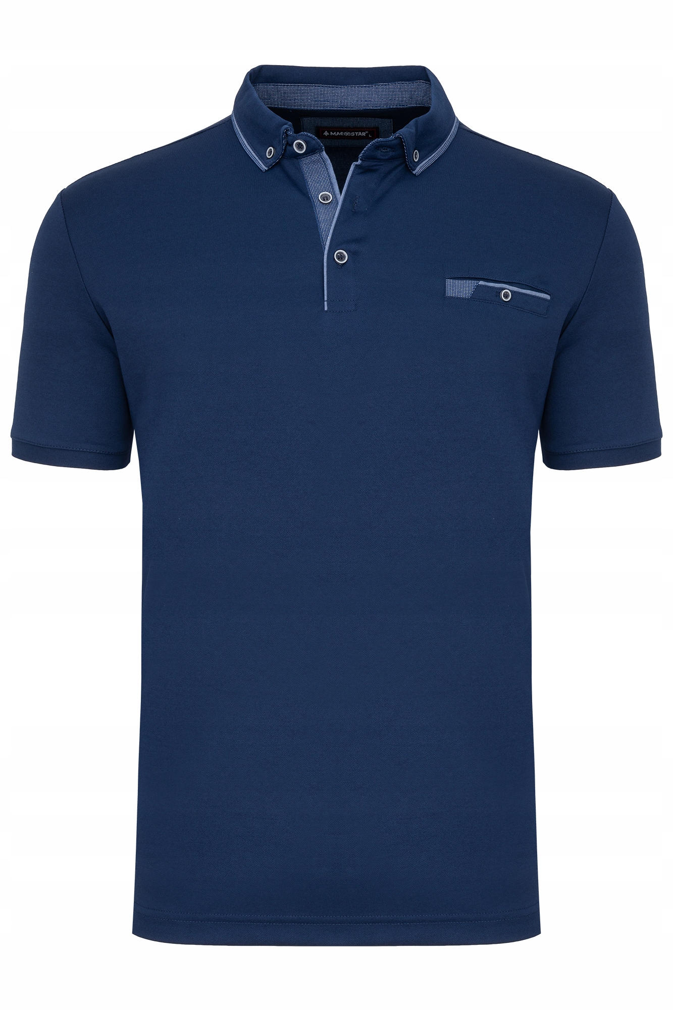 KOSZULKA MĘSKA POLO NIEBIESKA PRZEWIEWNA GŁADKA POLÓWKA Z KIESZONKĄ: XL
