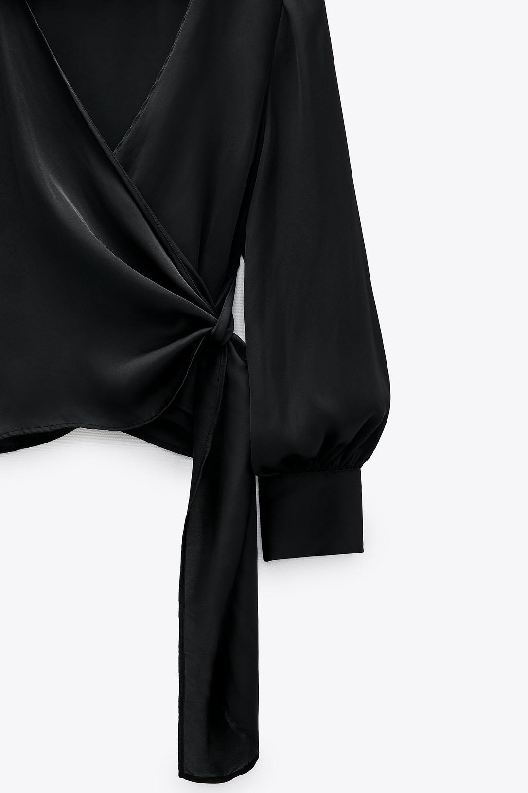 ZARA __ST1 BLUZKA ELEGANCKA KOPOERTOWA SATYNA __L Rękaw rękaw 3/4