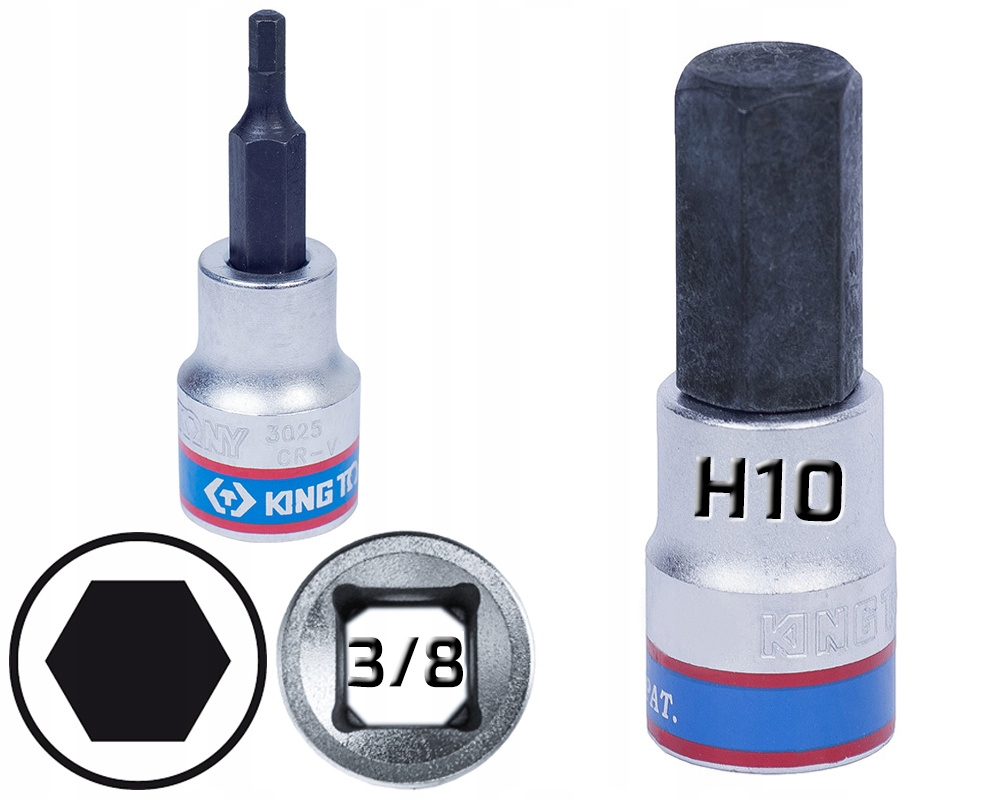 King Tony Klucz Nasadka 3/8 Krótka Bit Imbus Hex H10 x 50 mm Pro
