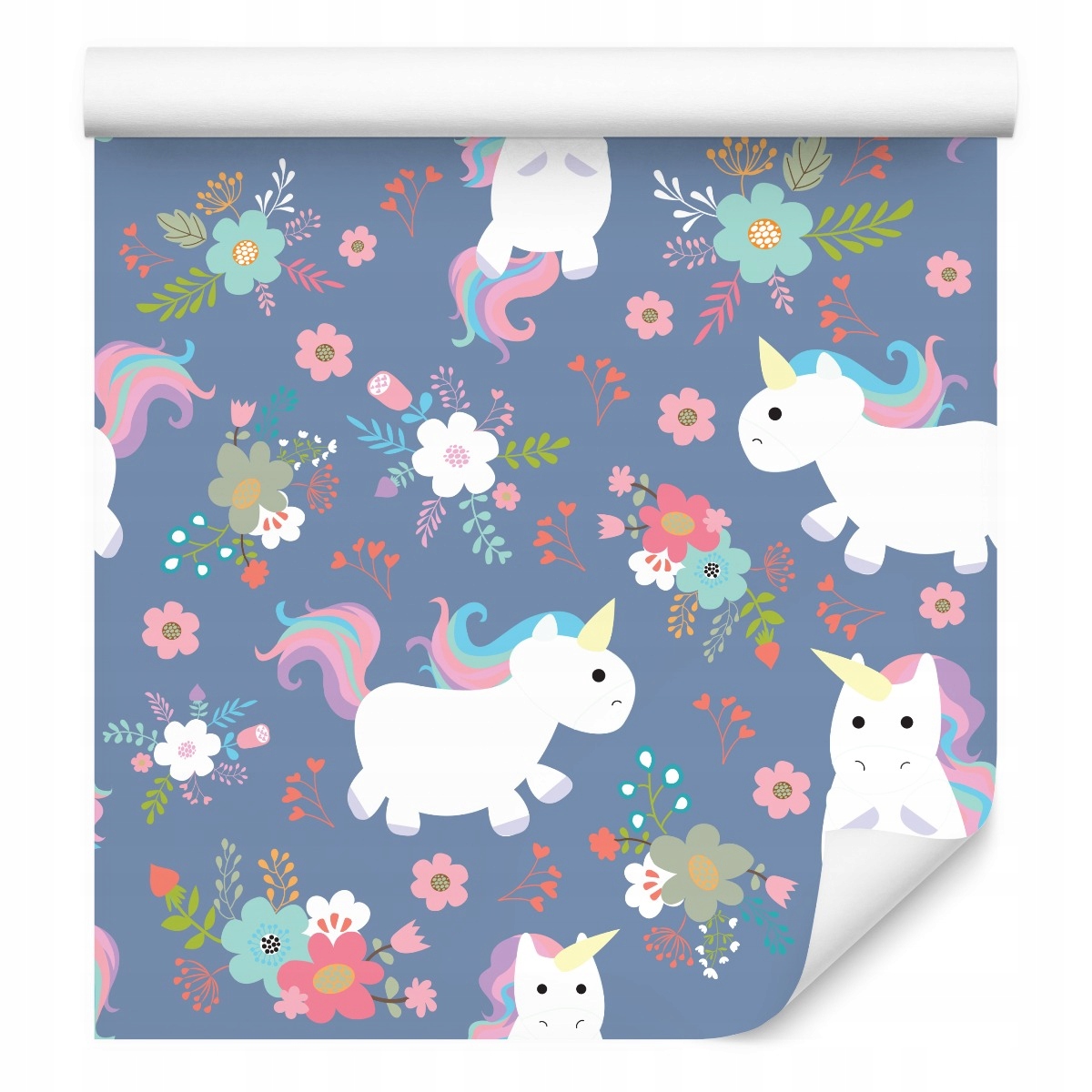 Dětská tapeta Květiny Jednorožci Duha Pohádka