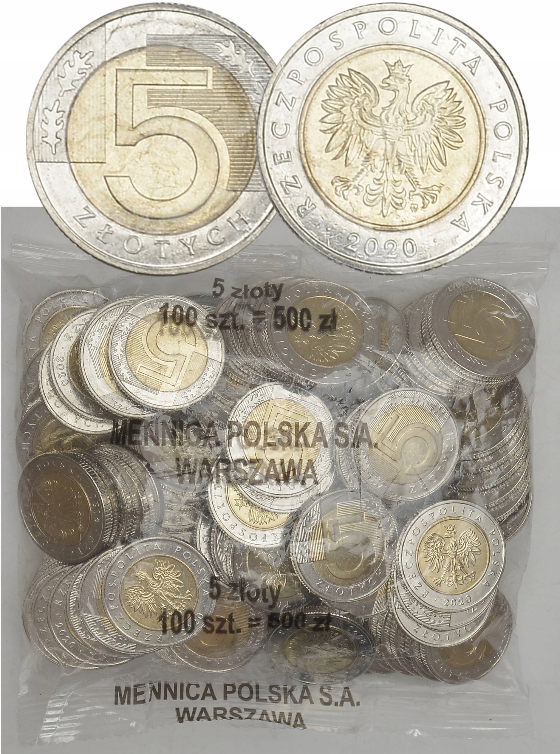 9.ec.ZEST.III RP, SASZETKA MENNICZA 5 ZŁOTYCH 2020