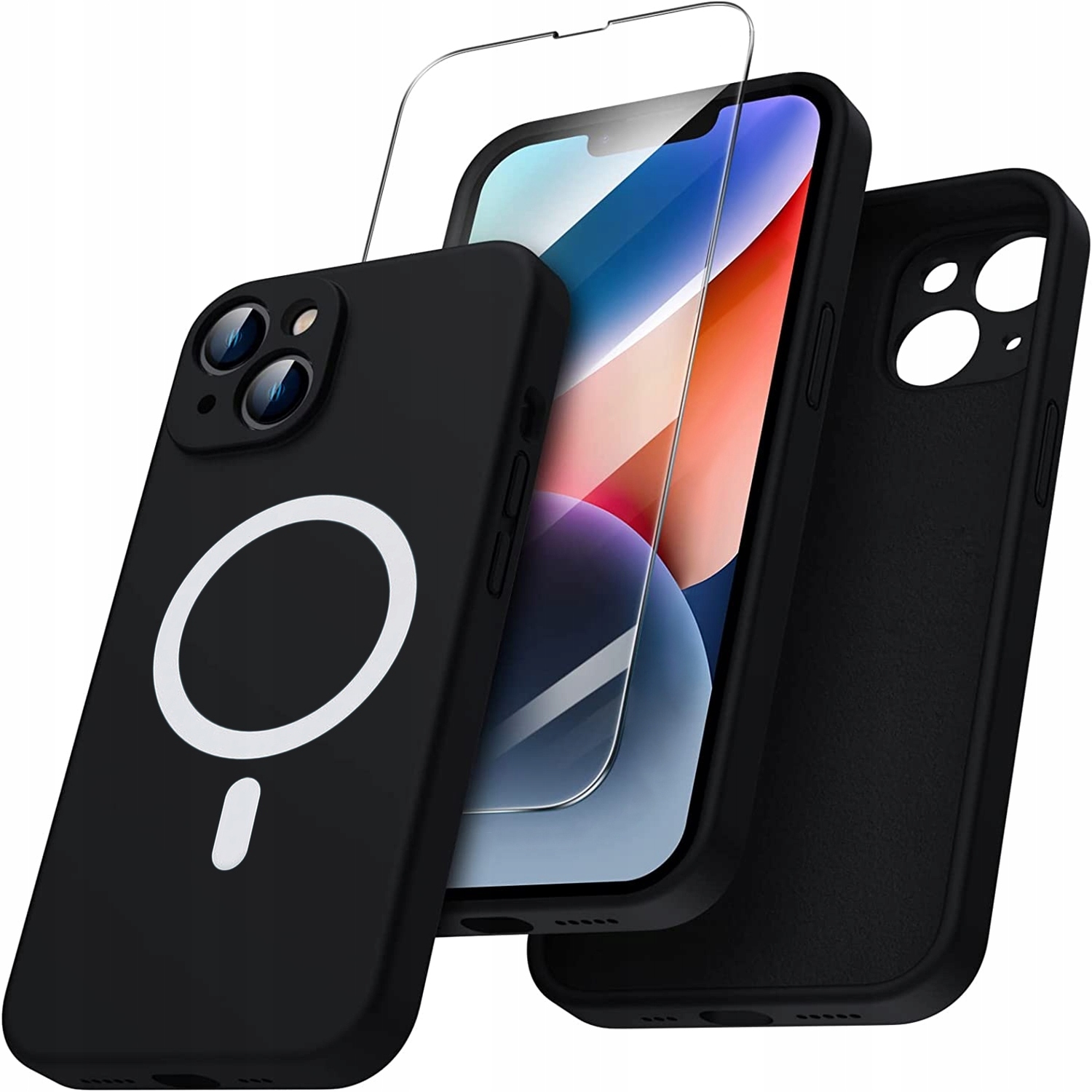 ETUI SILIKON CASE +SZKŁO do IPHONE 13 14 MAGSAFE