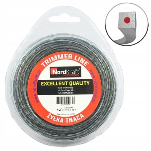 

Żyłka Tnąca Kosy 2.4mm 10m Kwadrat Dual-cut