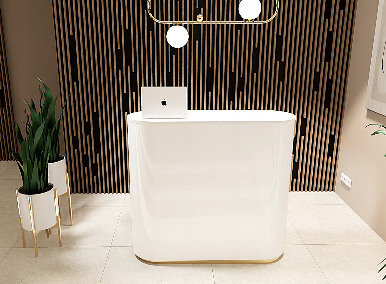 RECEPCJA szer. 90 cm. BIAŁA MATOWA LADA