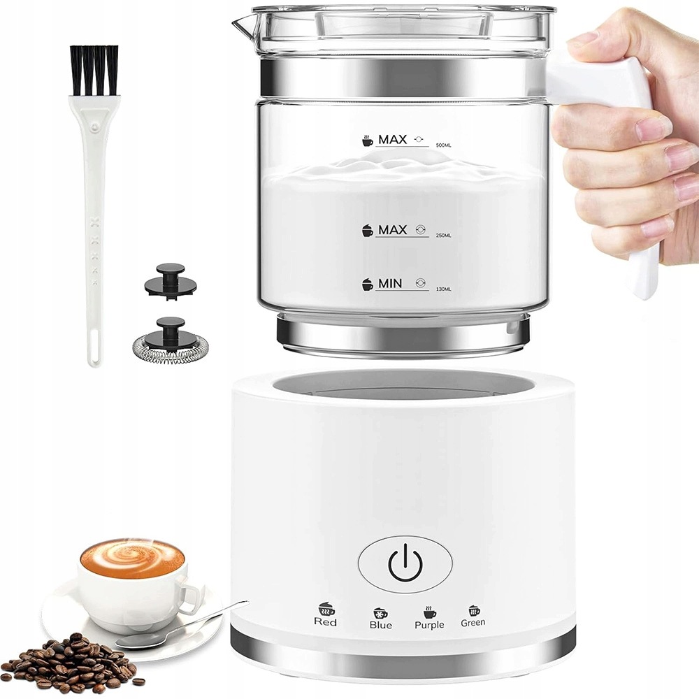 Indukční Napěňovač Mléka 4 Režimy 250 ML 600 W Bílé Sklo