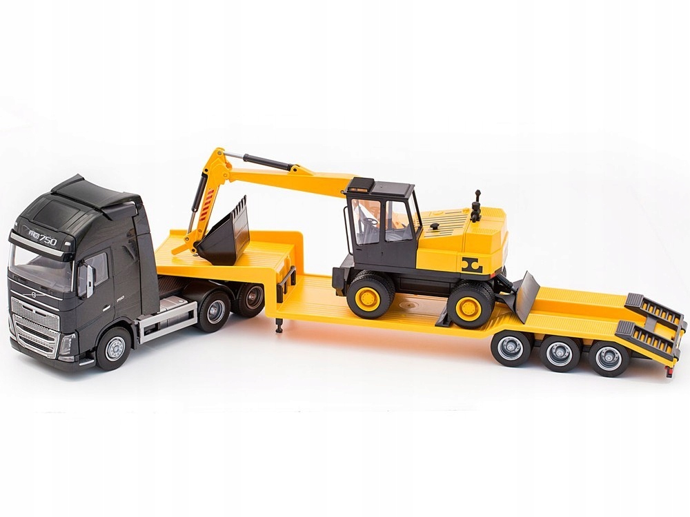 Emek Volvo Fh 16 New černé s návěsem a bagrem