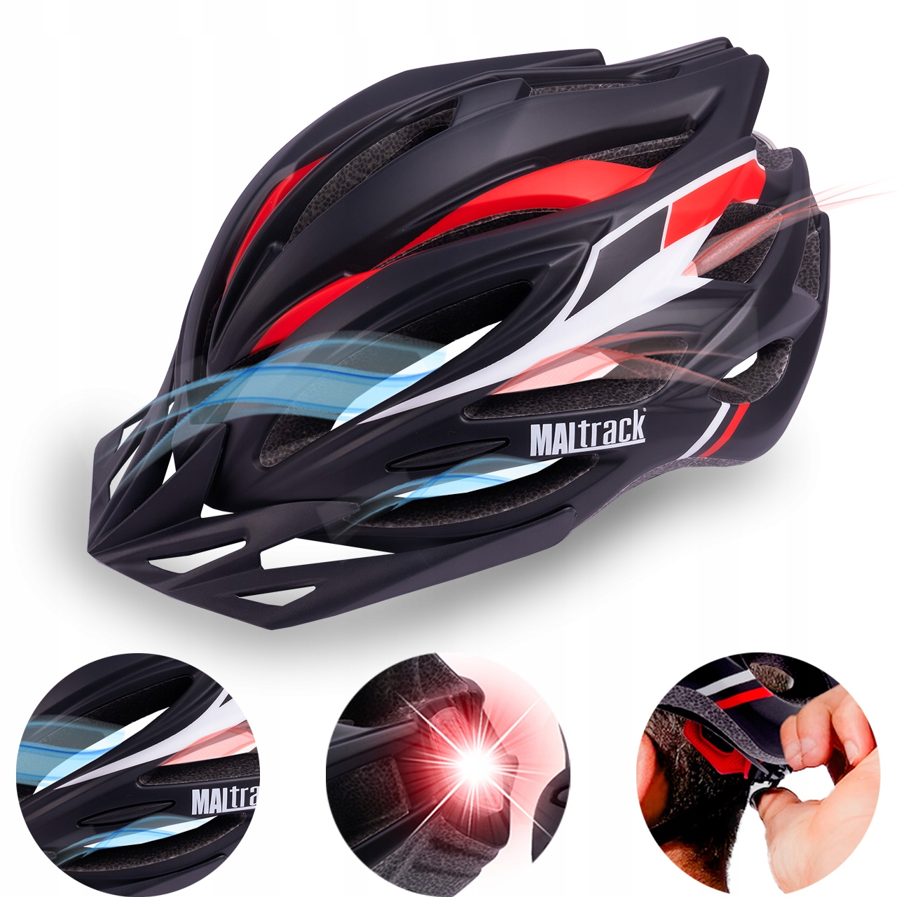 KASK ROWEROWY REGULOWANY 57-62 DAMSKI MESKI Z WENTYLACJĄ DASZKIEM LAMPKĄ Kod producenta 110419