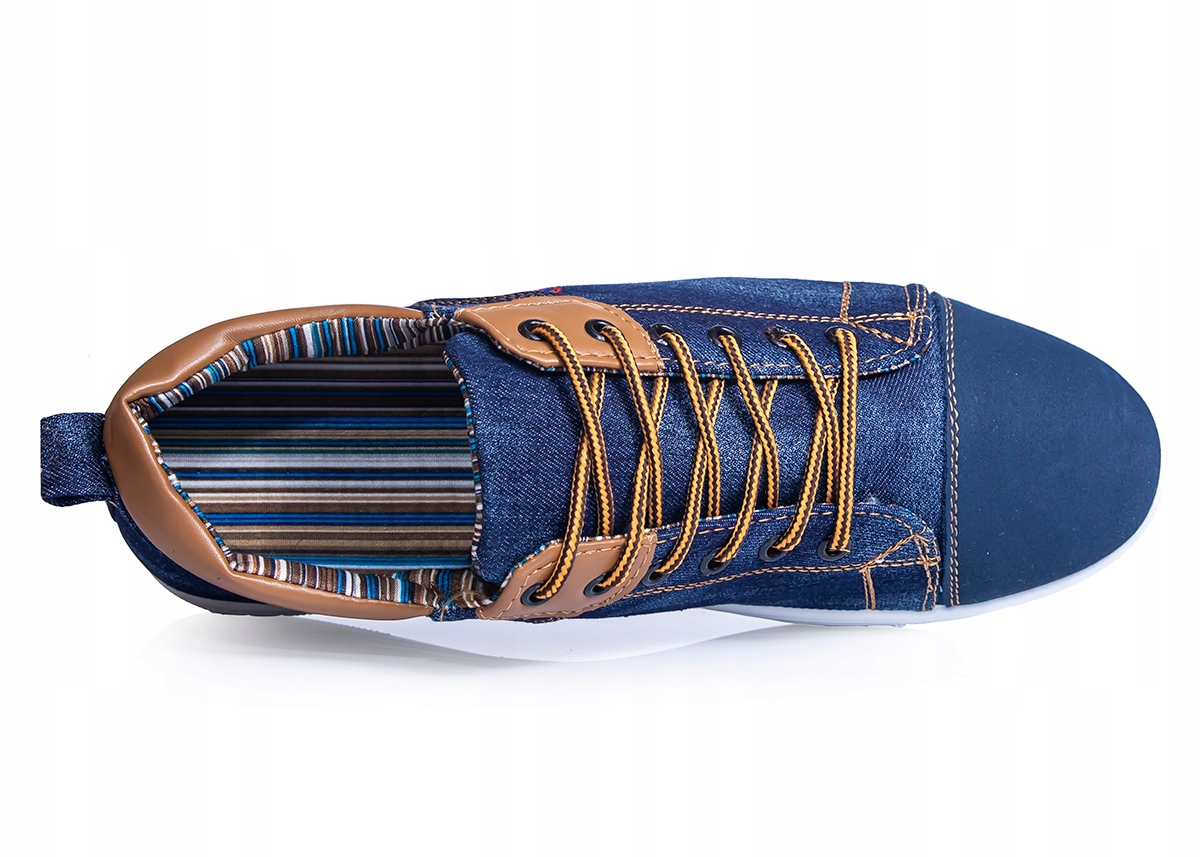 Tenisówki męskie jeansowe niebieskie Trampki Buty Jeans obuwie sportowe Długość wkładki 25.7 cm