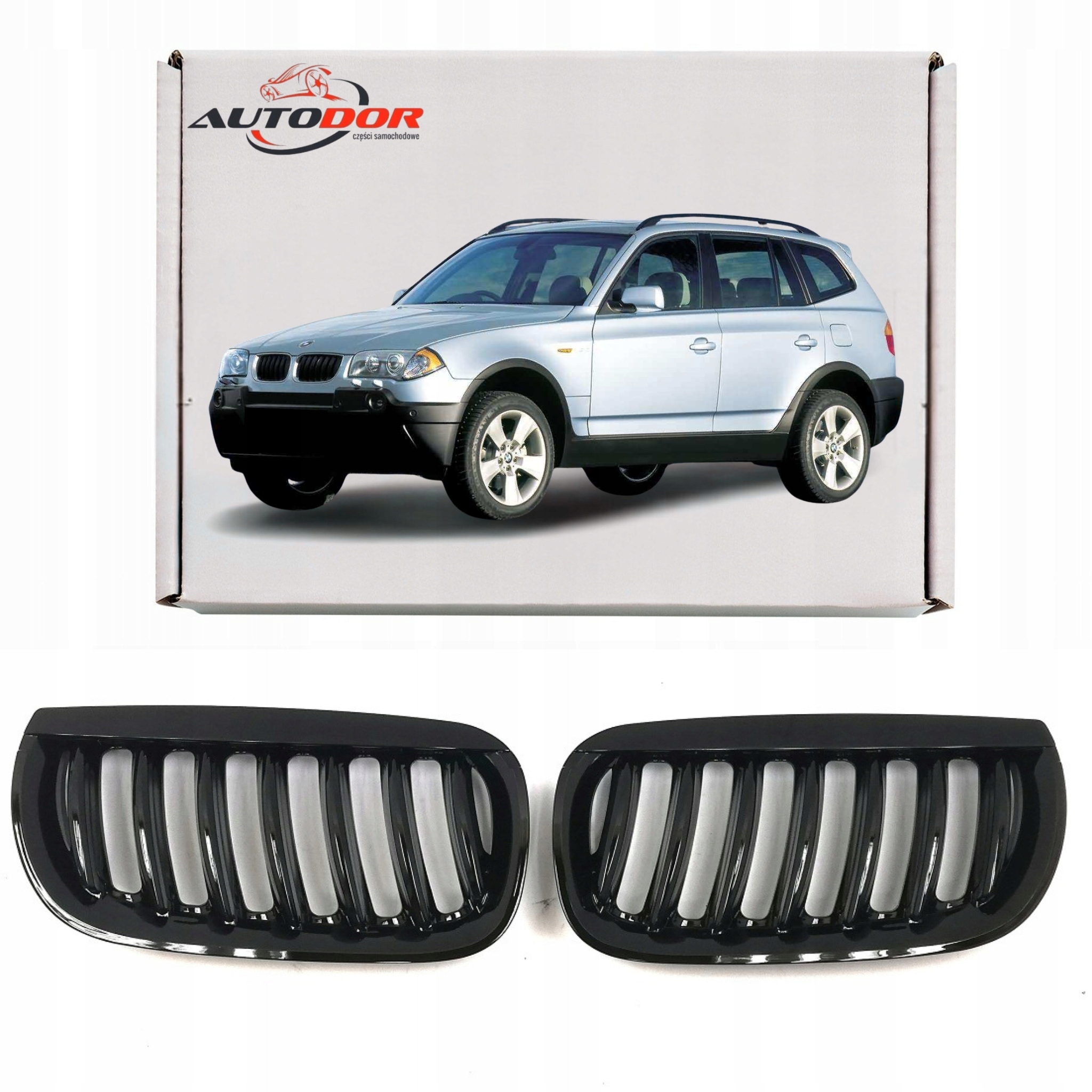 Bmw X3 E83 2004- Grily Ledvinky Atrapy Mřížky Nárazníku Černý Lesk L P