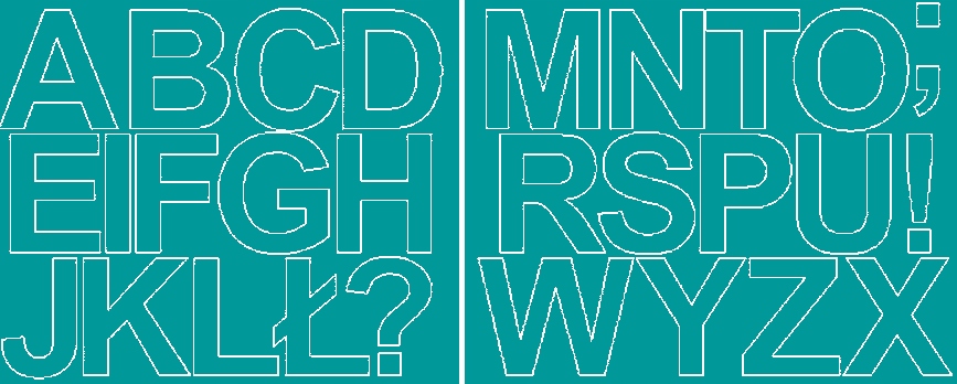 NAKLEJKA LITERY SAMOPRZYLEPNE 6 cm NAKLEJKI Z FOLII TURKUSOWY MATOWY