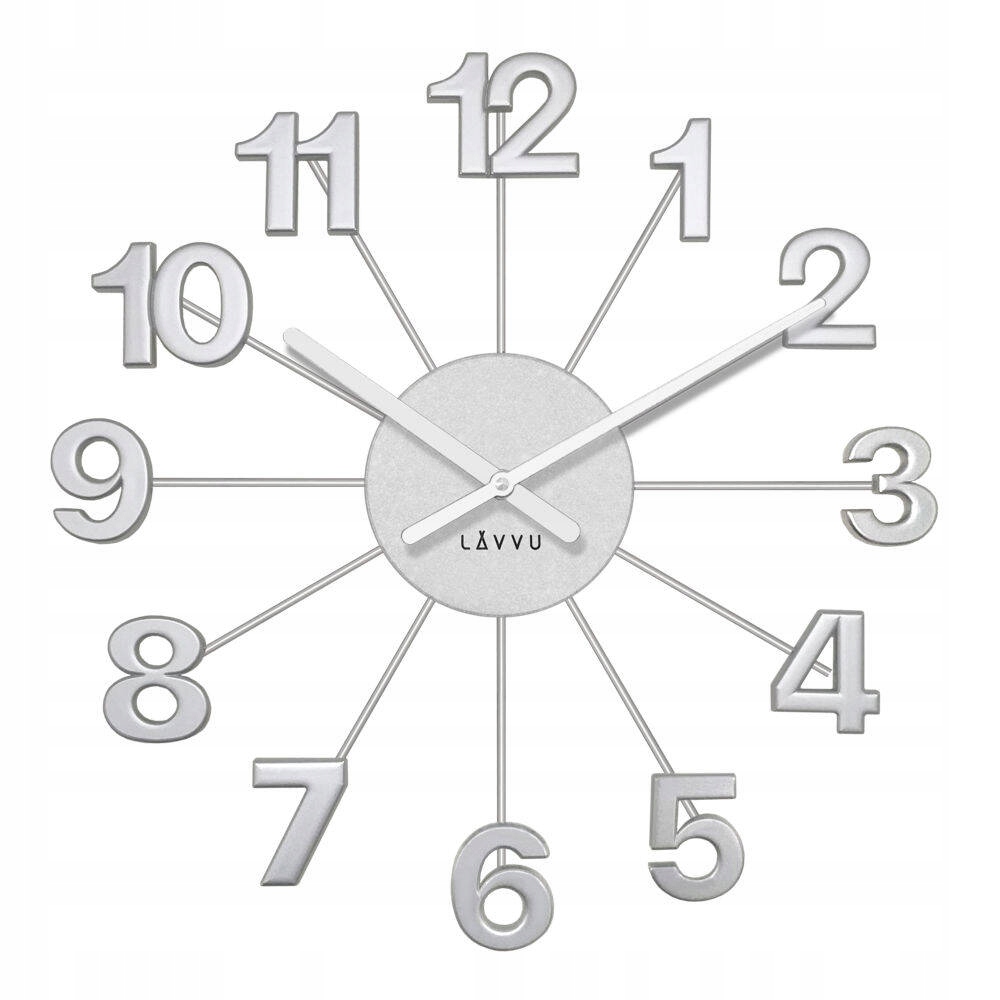 Efektné Okrúhle Matné Strieborné Nástenné Hodiny Lavvu LCT5000 42 cm