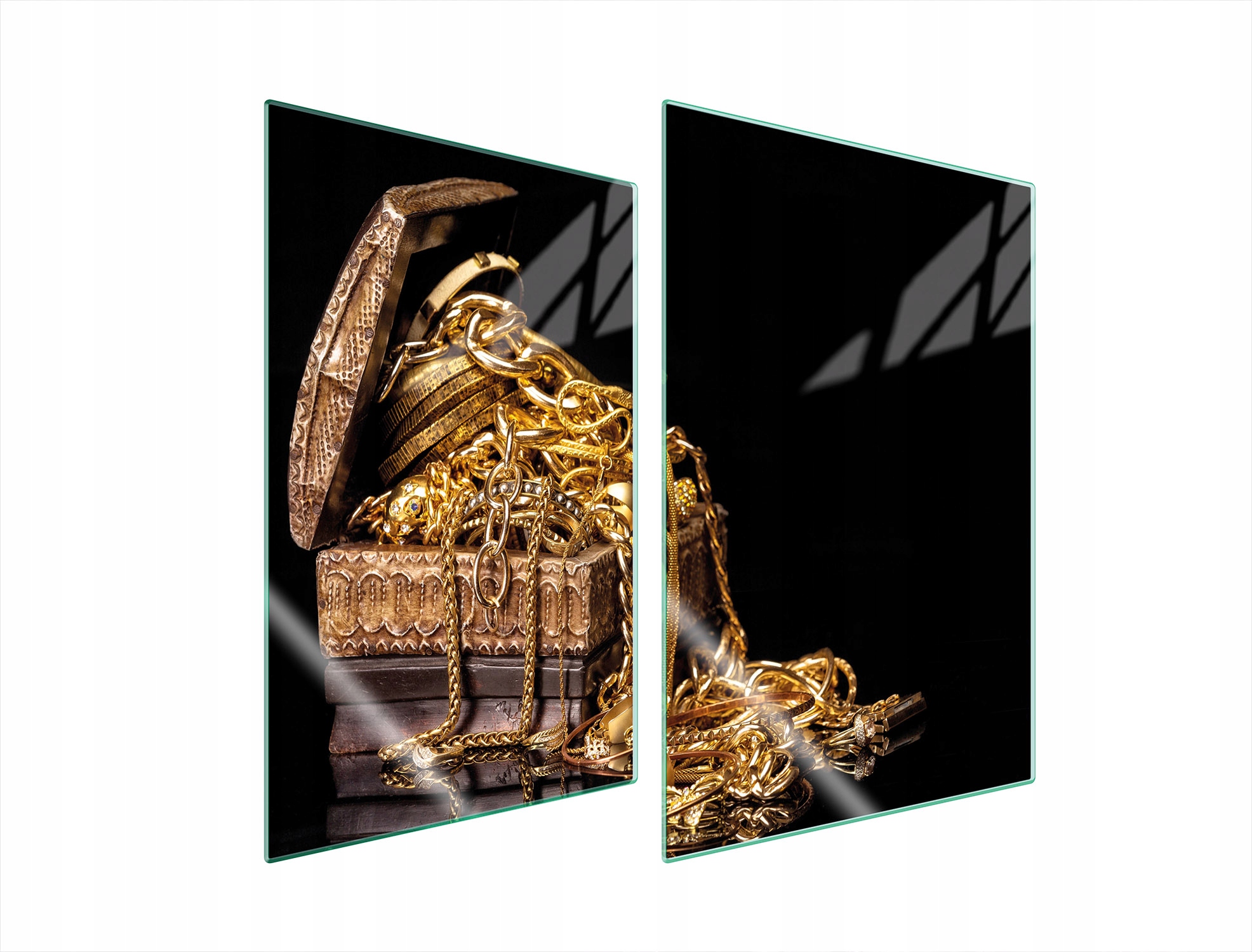 Skleněná Ochranná Deska Do Kuchyně 2x35x52 Zlato Tvrzené Sklo