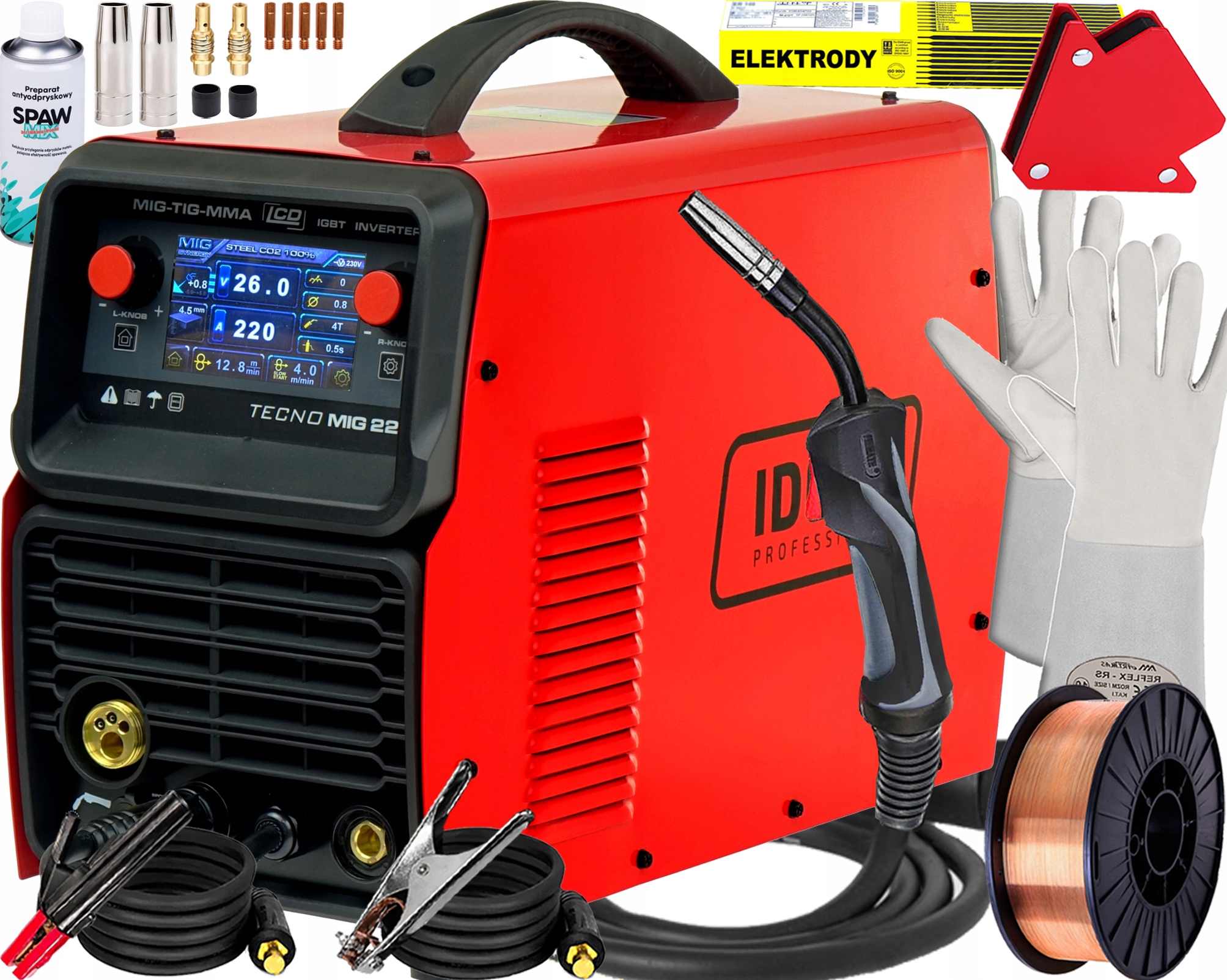 Invertorová Svářečka Migomat Poloautomatická Ideal Tecnomig 222 LCD Synergic