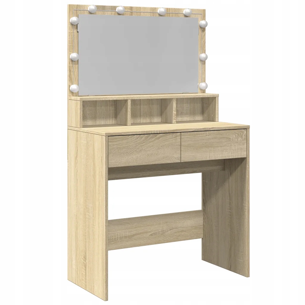 Toaletka z lustrem LED 80x41x134,5 cm dąb sonoma