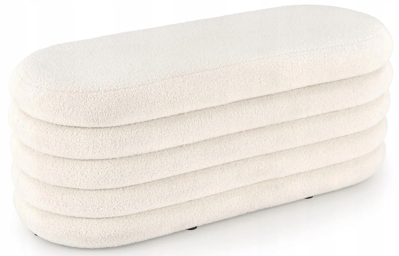 Ławka Tapicerowana Z Pojemnikiem Bliss Kremowa Boucle 105 cm Halmar