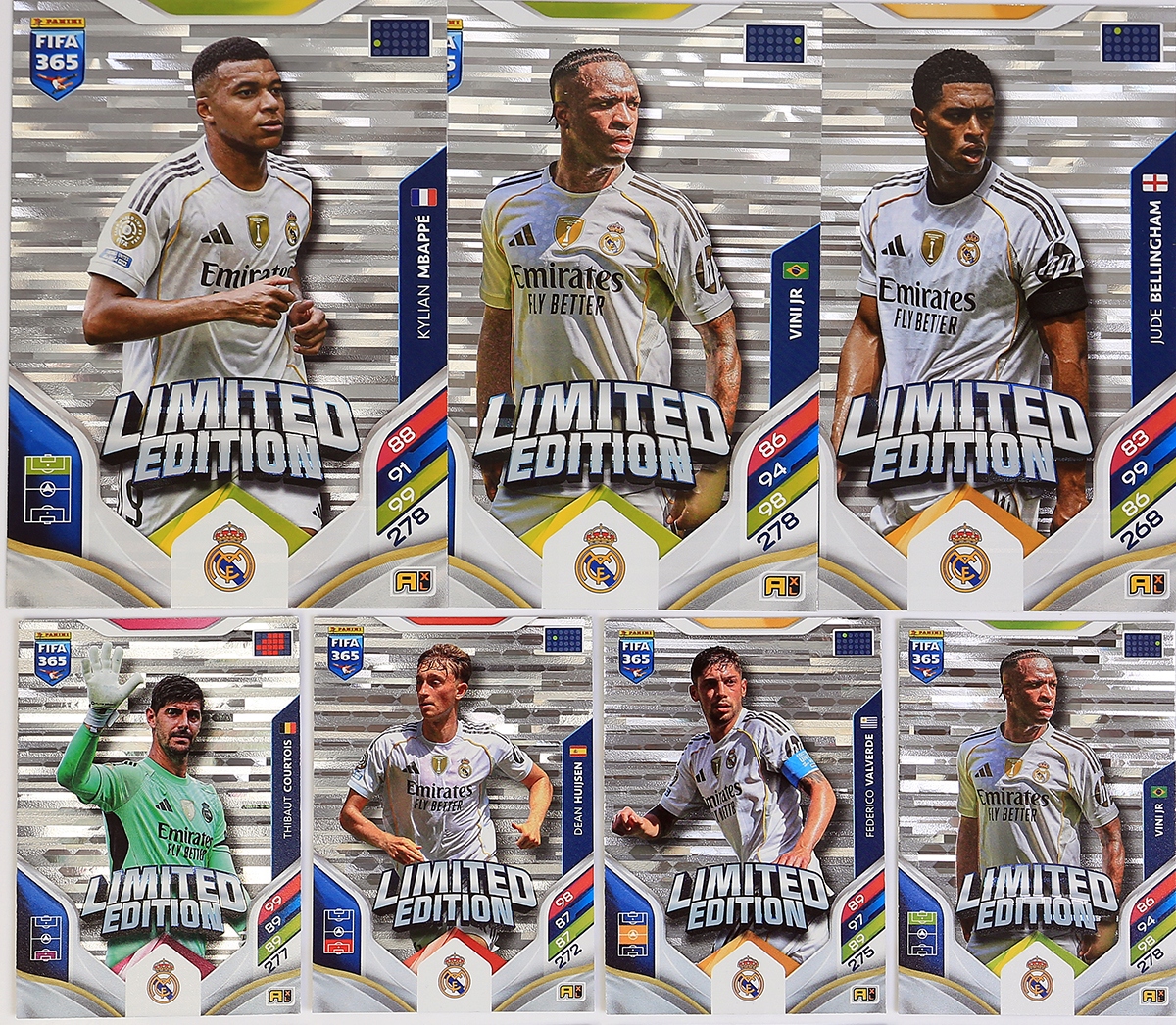 7 karty Limited Real Madryt 2026 Fifa 365 XXL Mbappe Vini Bellingham zestaw