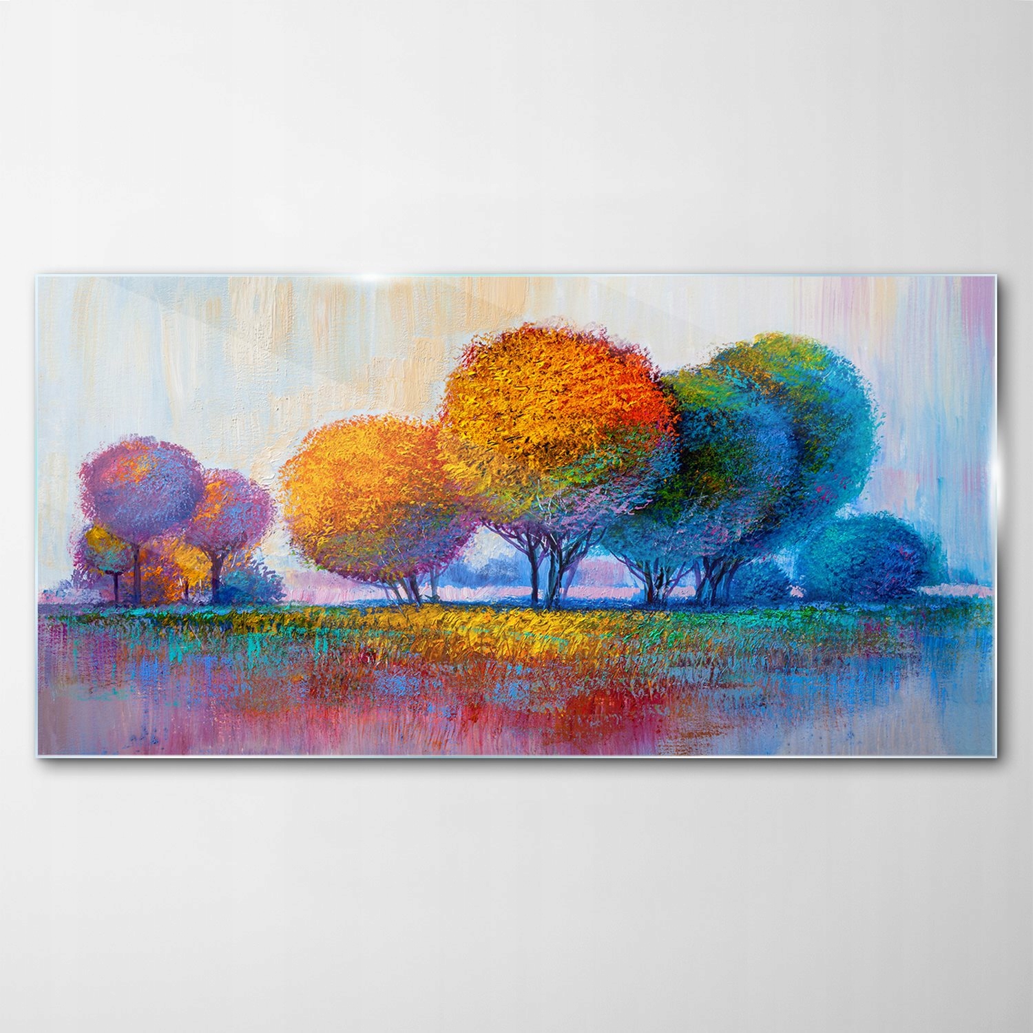 Tvrdený sklenený obraz Lúka Stromy Príroda 120x60