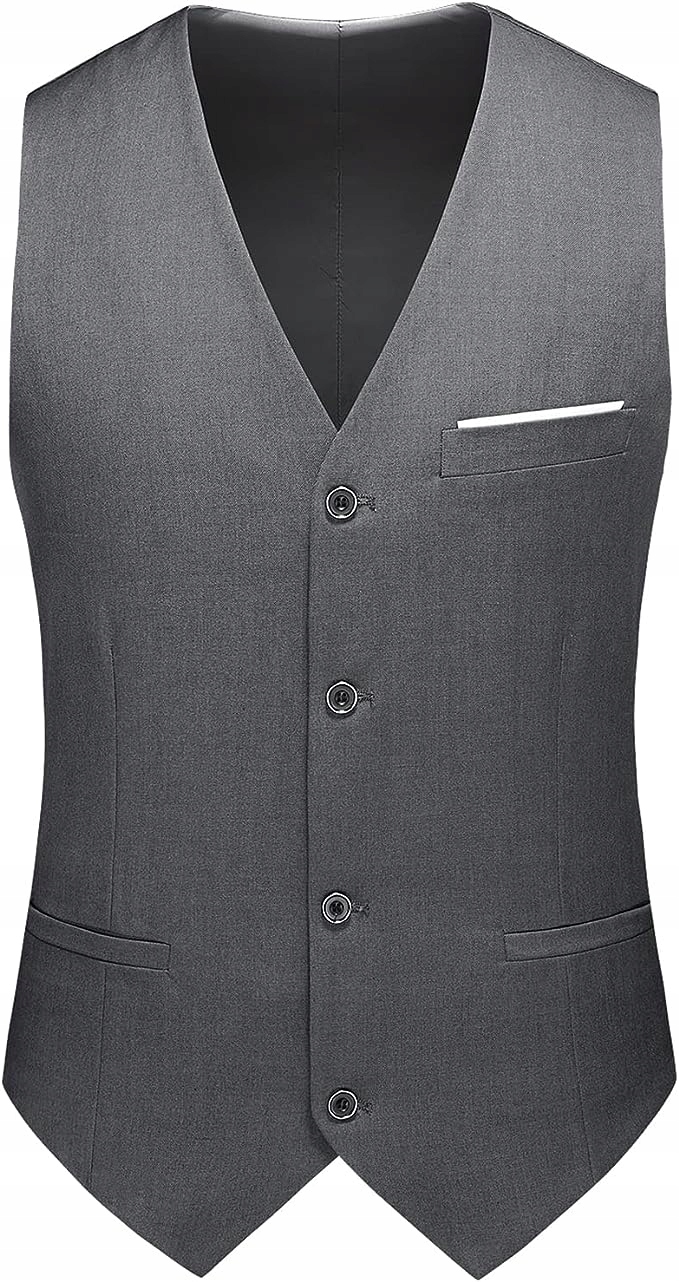 KUDMOL GARNITUR MĘSKI CIEMNOSZARY Z KAMIZELKĄ XL Odcień grafitowy