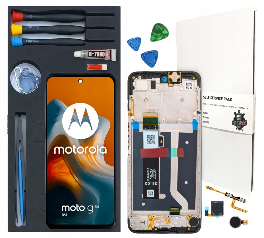 Displej pro Motorola G34 Kompletní opravná sada pro LCD Rámeček Originál Zila