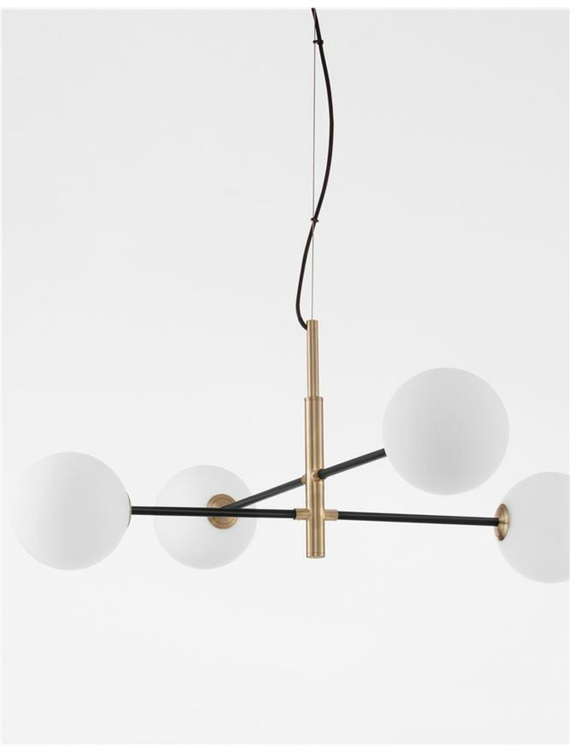 Nova Luce závěsné svítidlo Vitra saténový zlatý a černý kov bílé opálové sk