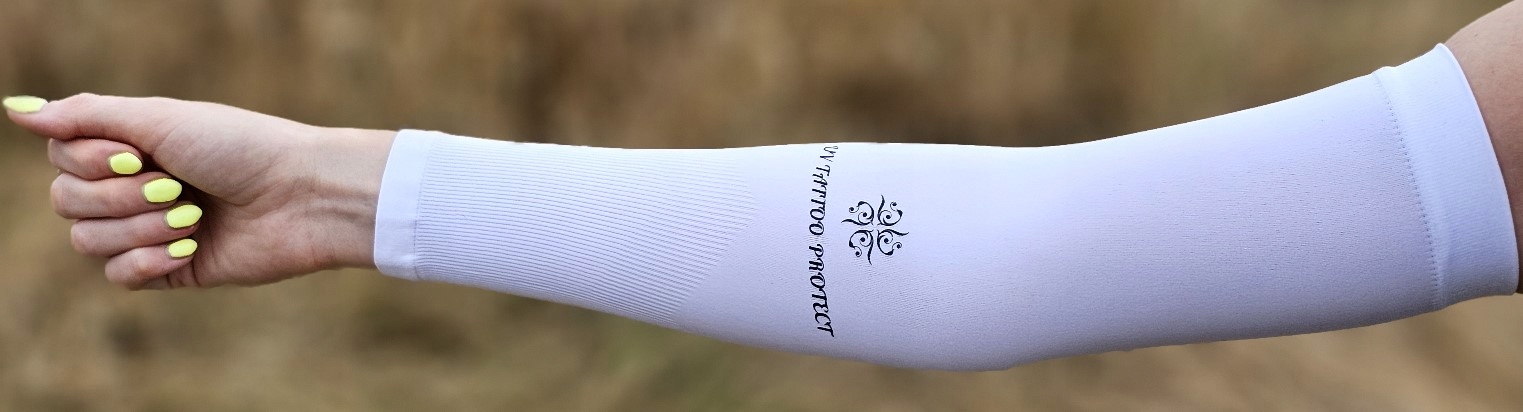 RĘKAW OCHRONNY ZAKRYWAJĄCY TATUAŻ OCHRONA UV BLACK Kolor biały
