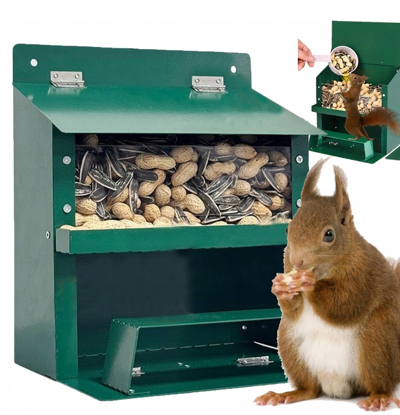 Levně Podavač Pro Veverky Zelený, Odolný Do Zahrady, 22.5 X 18.5 X 23 CM