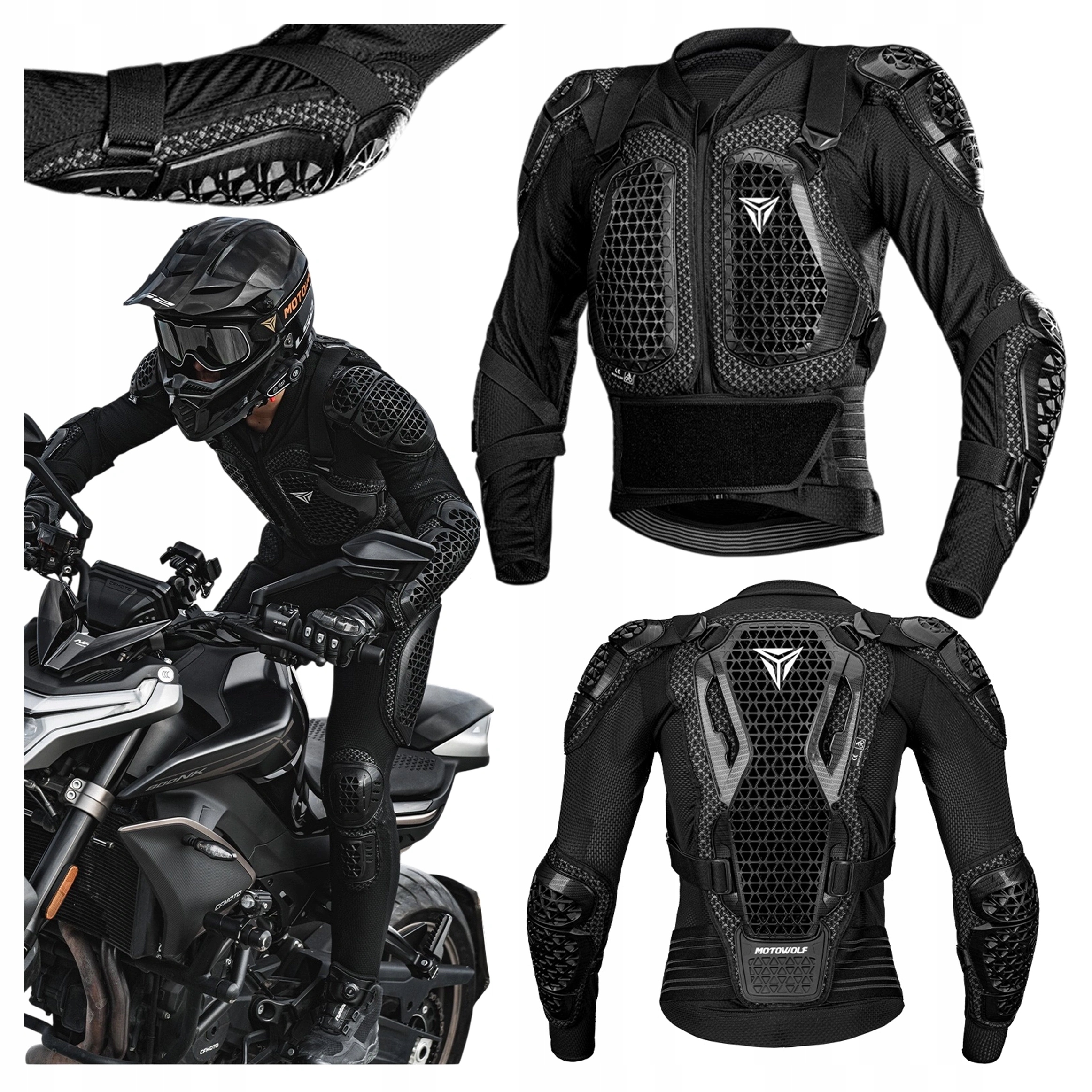 Buzer chránič tela Pancierová motocyklová bunda Motowolf Black čierna ochranná XXL