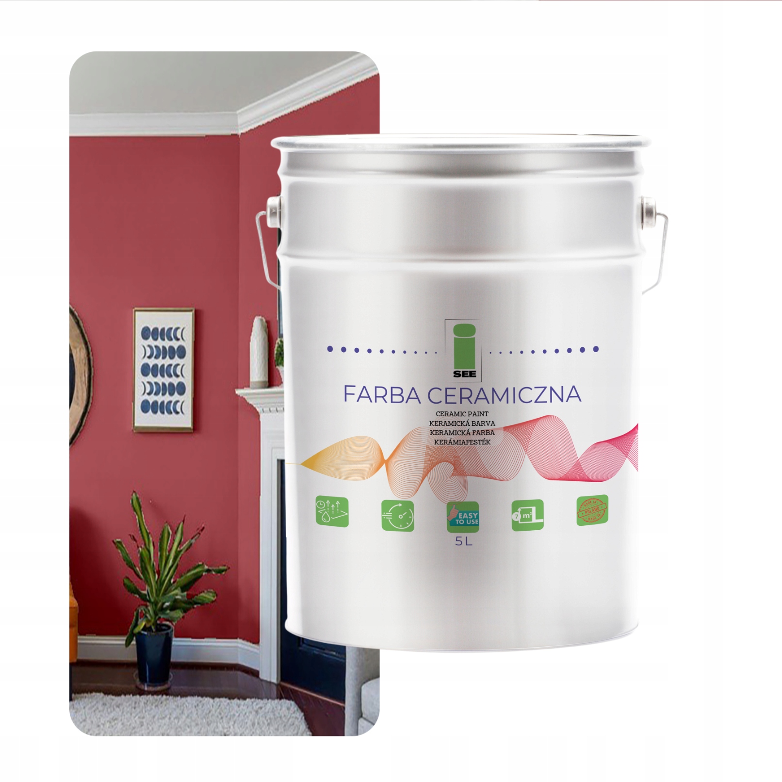 Keramická Farba Na Steny Umývateľná, Ružová, Tmavá 5 L, Odolná Voči Škvrnám