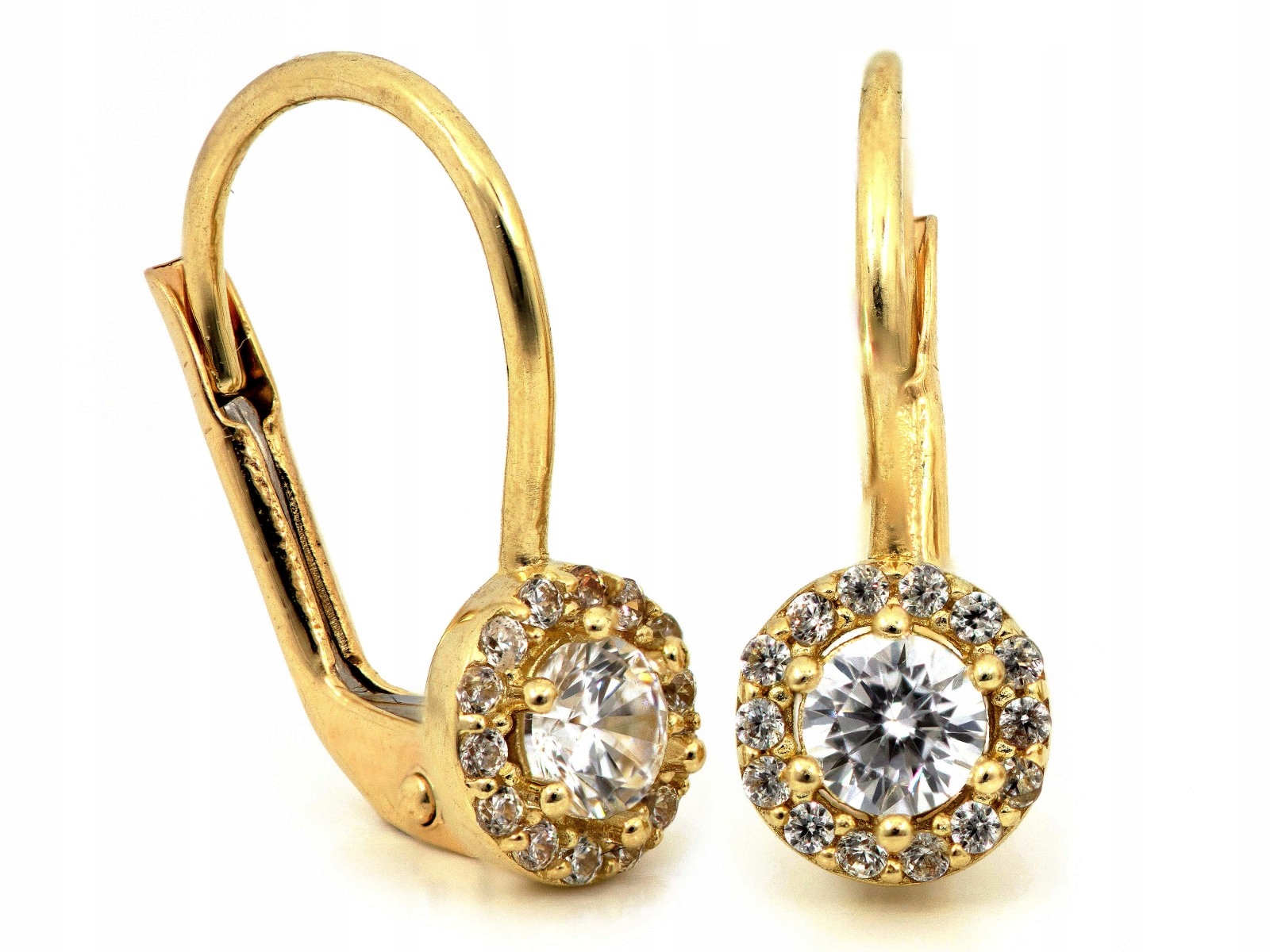 Zlaté Náušnice 585 s anglickým zapínáním a zirkony jako dárek