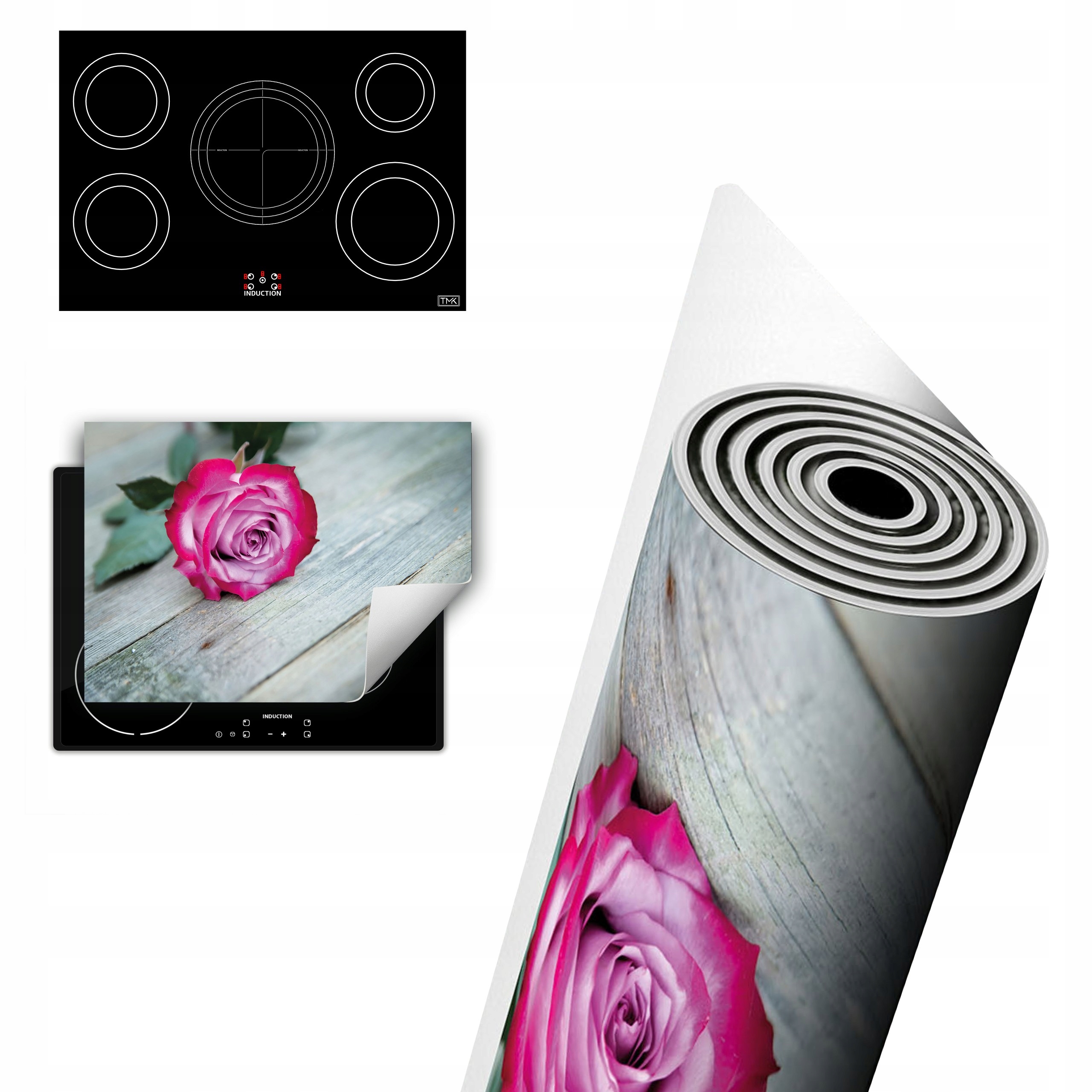 Vinylová Ochrana Na Indukci Desky 80x52 růže