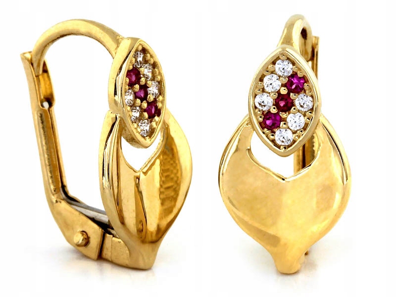 Zlaté náušnice 585 unikátní s zirkony, moderní vzor pro ni, módní