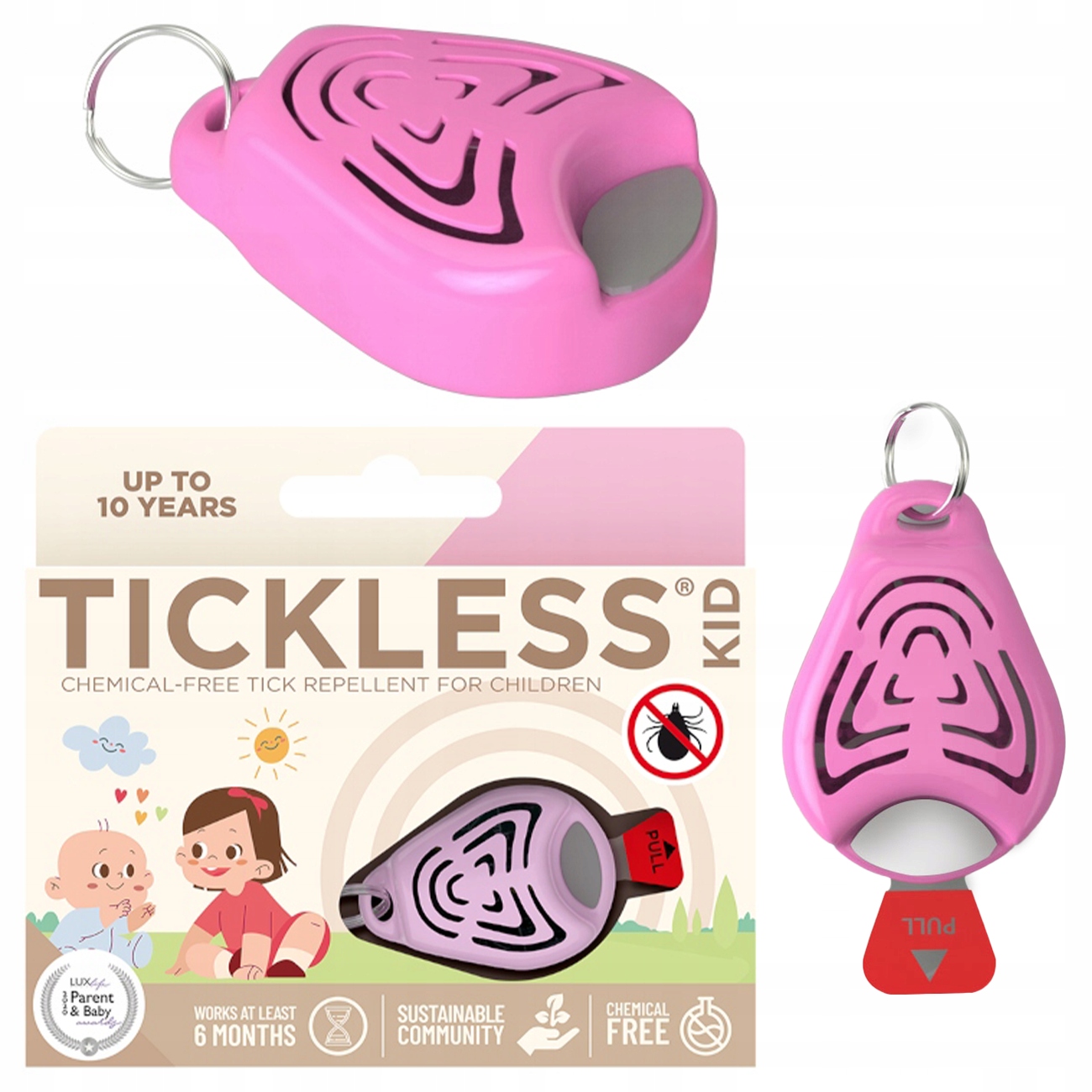 Ultradźwiękowa Ochrona Przed Kleszczami Dla Dzieci Tickless Baby Kid Róż