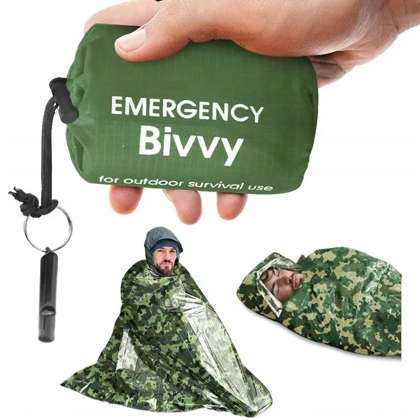 Śpiwór Wojskowy Koc Ratunkowy Wodoodporny Termo survival Moro spania 213x91
