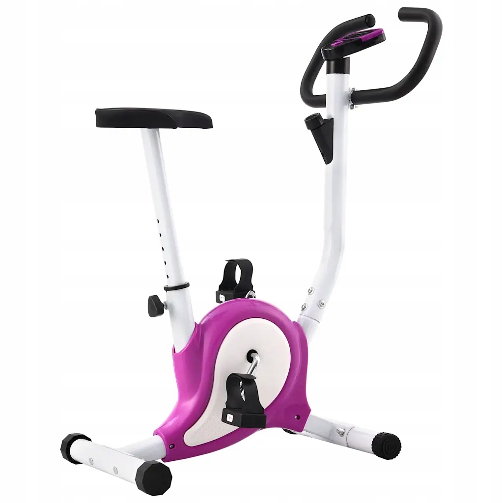Domácí fitness kolo s LCD displejem, fialovo-bílé, 64x41x101 cm