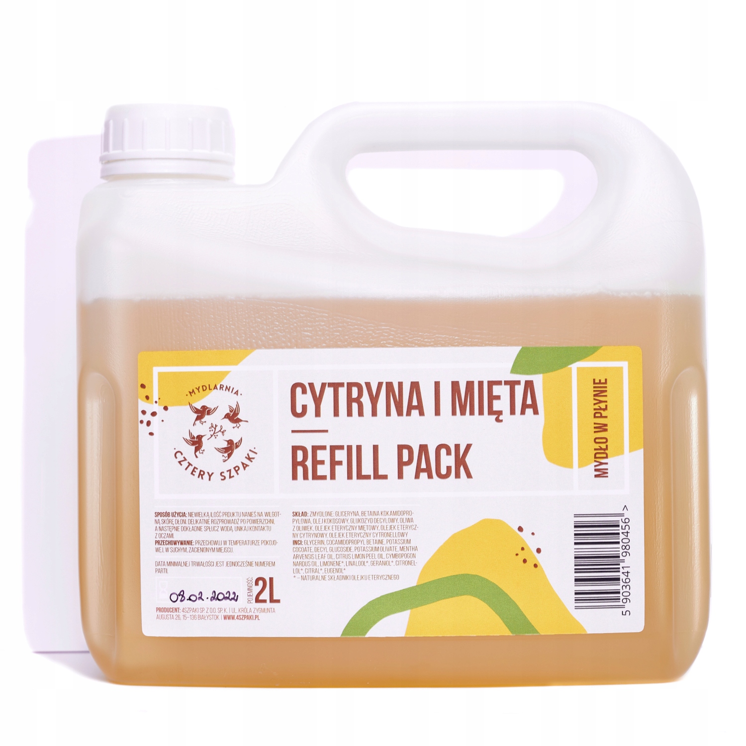 Refill Pack – tekuté mýdlo Citron a Máta 2 l Cztery Špačci