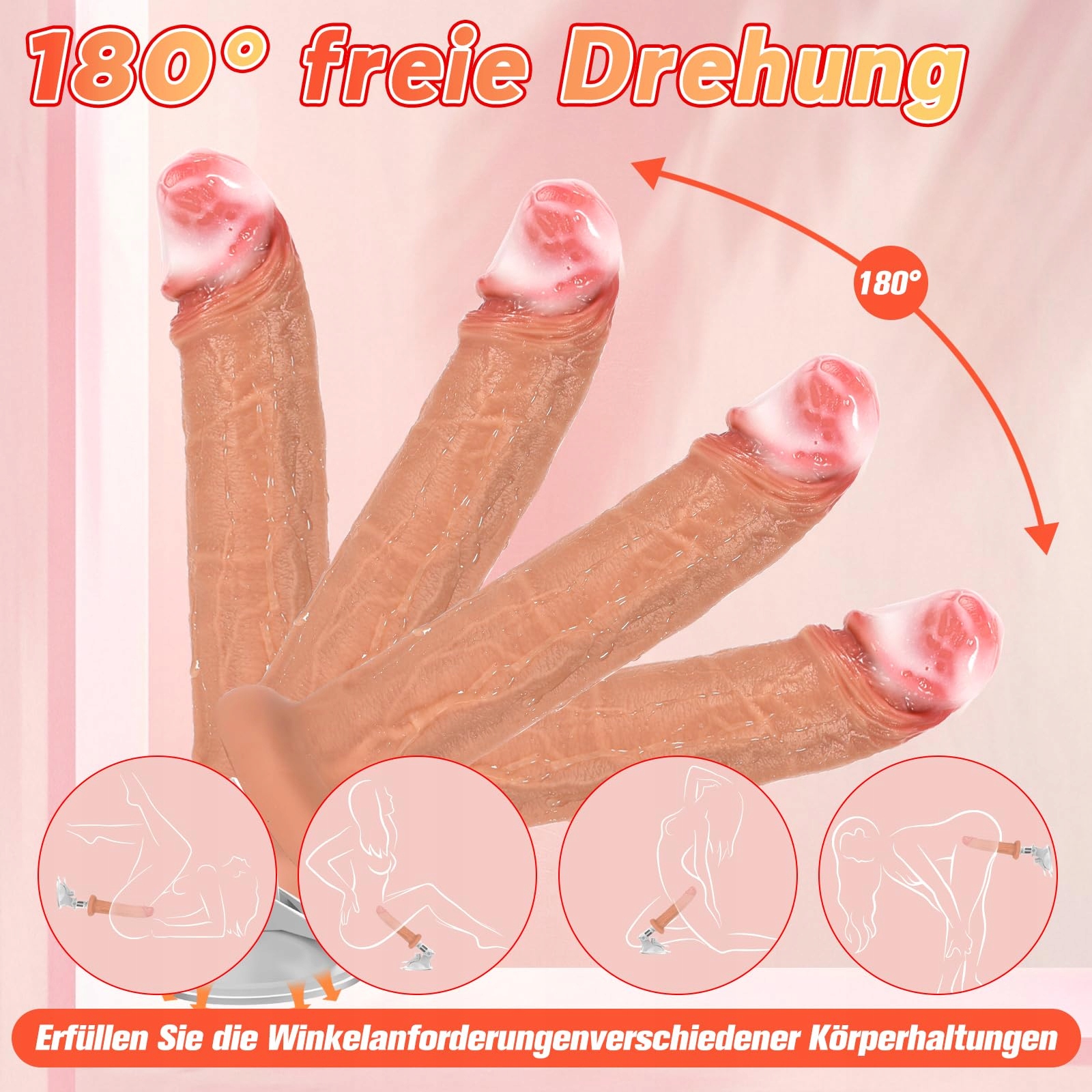 QRRQ Dildo Sexmaszyna: 9 Trybów Wibracji, 3 Tryby Pchnięć, Grzanie — miniatura 4