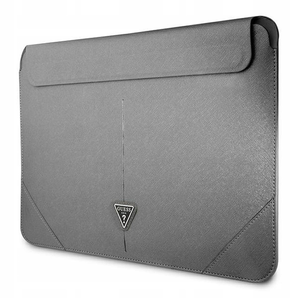 Guess Saffiano Triangle Logo Sleeve Puzdro na notebook 16" (strieborné)
