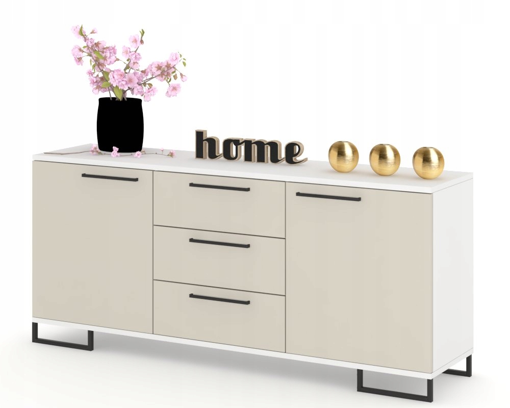 Komoda do obývacího pokoje Rtv skříňka se zásuvkami Bílá Matná Kašmír 150